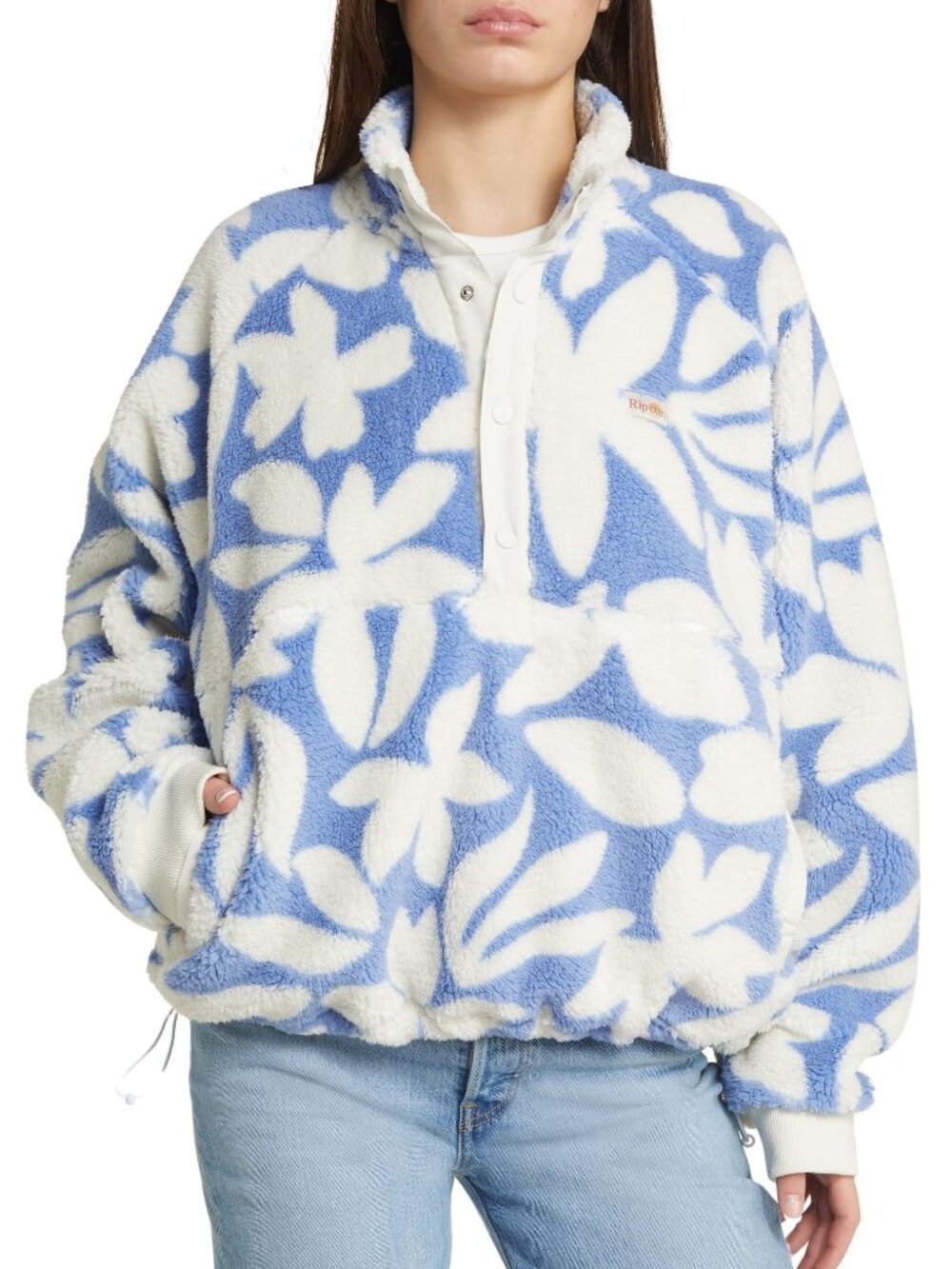 Rip Curl Hot Tropics Polar Fleece Pullover - Blue/White - Size Small